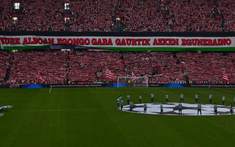 Athletic Bilbao taraftarlarından Filistin'e destek (X)