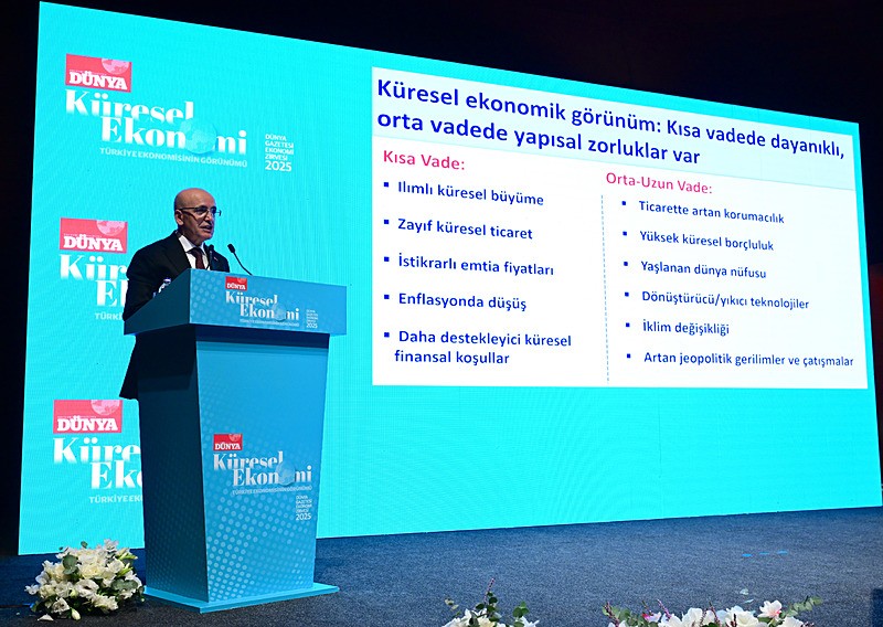 Hazine ve Maliye Bakanı Mehmet Şimşek, 'Ekonomi Zirvesi'ne katılarak konuşma yaptı (Fotoğraf: AA)