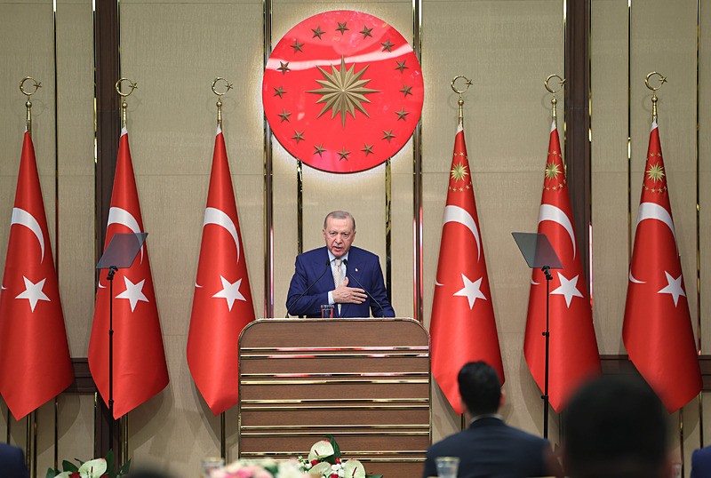 Başkan Erdoğan, Uluslararası Demokratlar Birliği heyetini kabul etti (Fotoğraf: AA)