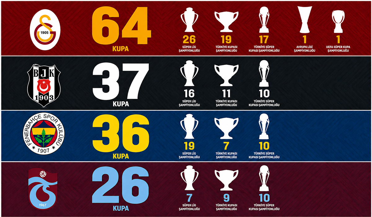 Galatasaray son 9 sezonun 6'sını şampiyon tamamladı