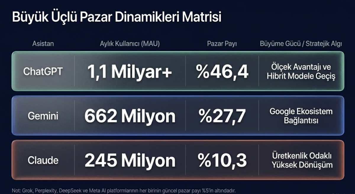 Gemini ve Claude'un yükselişi, yapay zeka rekabetini daha görünür kıldı. (Haberde yer alan görseller Takvim Foto Arşiv ve takvim.com.tr grafik servisine aittir) 