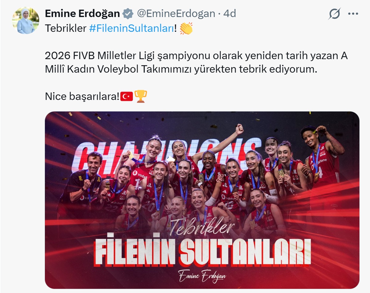 Emine Erdoğan'ın attığı kutlama mesajı