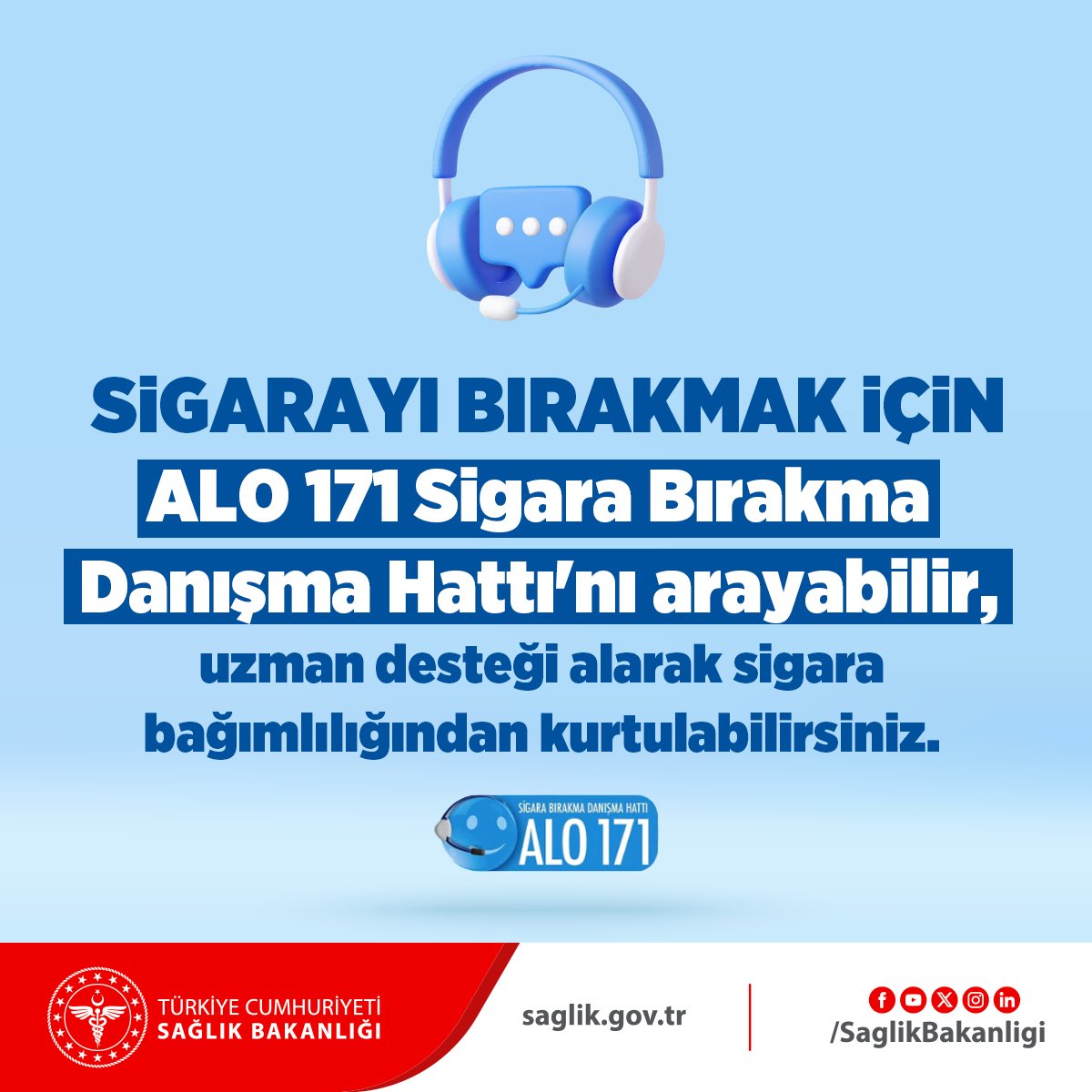 ALO 171, sigara bırakmak isteyenlere 7 gün 24 saat destek veriyor.