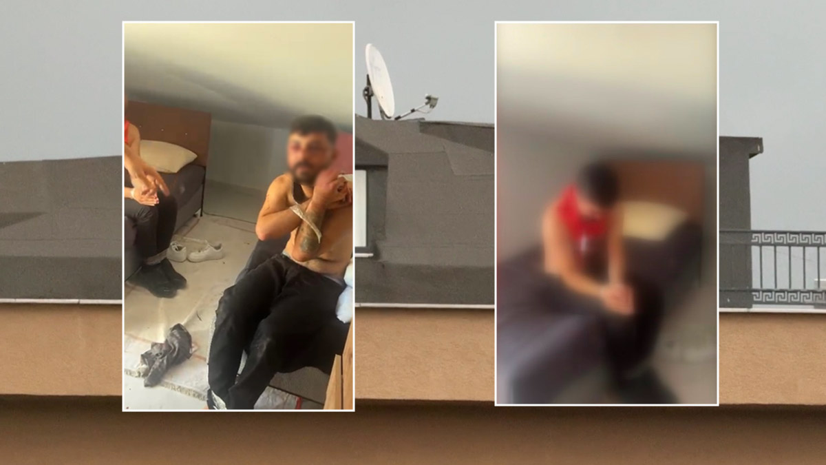 Kağıthane'de 3 gün rehin tutulup darbedildiler, el ve ayakları koli bantlı 2 kişiyi polis kurtardı. (Fotoğraf: DHA)