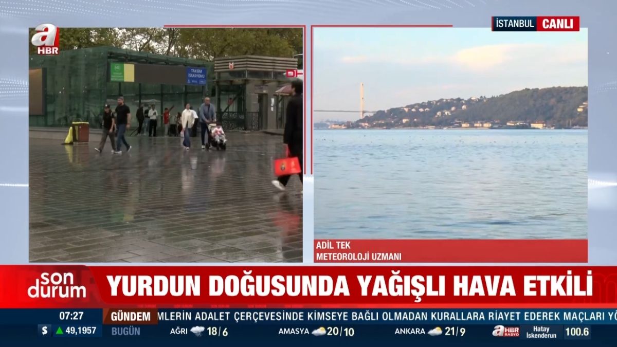 Doğu kesimlerde yağışlı hava etkili olurken, gece saatlerinden itibaren yağışların büyük ölçüde sona ermesi bekleniyor. (Foto: A Haber TV)