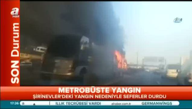 Metrobüs alev alev yandı-1