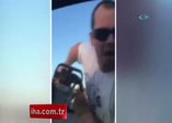 Kadın sürücüye çocuğunun yanında testereli tehdit