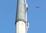 Minarede tehlikeli çalışma