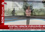 İsrail askerlerinin Filistinli protestocuyu vurma anı kamerada!